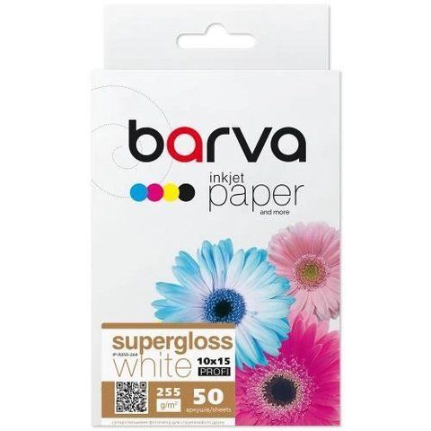 Фотобумага Barva, суперглянцевая, A6 (10x15), 255 г/м&sup2;, 50 л, серия "Profi" (IP-R255-264) 208905 фото