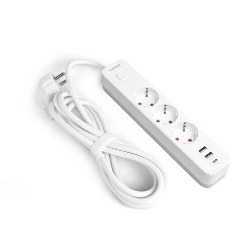 Фильтр сетевой Videx "Oncord", 3 розетки, 3 м, White, 1xType-C / 2xUSB (VF-PD33G2U1C-W) 304911 фото