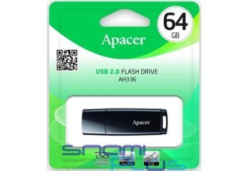 Флеш накопичувач USB 64Gb Apacer AH336, Black, USB 2.0 (AP64GAH336B-1) 176094 фото
