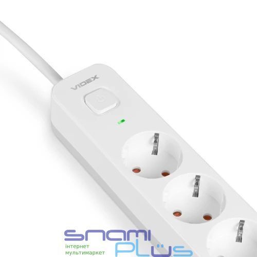 Фильтр сетевой Videx "Oncord", 3 розетки, 3 м, White, 1xType-C / 2xUSB (VF-PD33G2U1C-W) 304911 фото