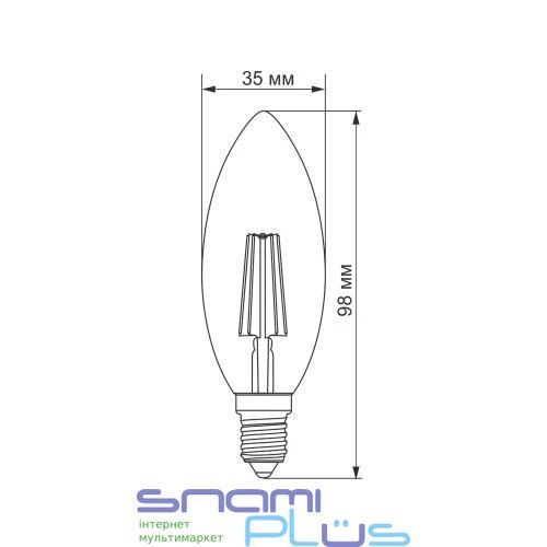 Лампа світлодіодна E14, 4 Вт, 4100K, C37, Titanum Filament, 470 Лм, 220V (TLFC3704144) 272367 фото