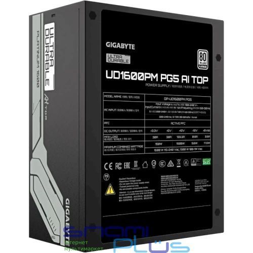 Блок живлення 1600 Вт, Gigabyte UD1600PM PG5 AI TOP, Black 296255 фото
