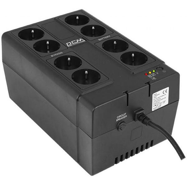 Джерело безперебійного живлення PowerCom CUB-850E Schuko Black, 850 ВА, 510 Вт, USB, лінійно-інтерактивний, 4+4 розетка (Schuko) (CUB.850E.USB) 222549 фото