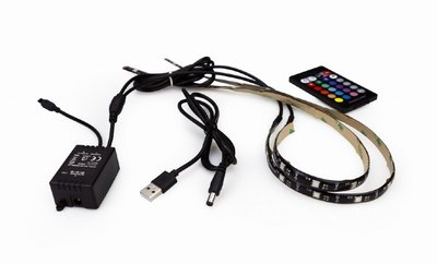 Світлодіодна (LED) стрічка Gembird з RGB підсвічуванням, 2x50 см, 85 lm, USB живлення (LED-2SU-RGB50-01) 259216 фото