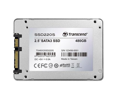 Твердотільний накопичувач 480Gb, Transcend SSD220S, SATA3, 2.5', TLC, 550/450 MB/s (TS480GSSD220S) 142339 фото