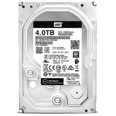 Жорсткий диск 3.5' 4Tb Western Digital Black, SATA3, 256Mb, 7200 rpm (WD4005FZBX) 174940 фото