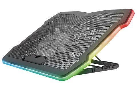 Підставка для ноутбука до 17' Trust GXT 1126 Aura, Black, 1x20 см вентилятор, RGB підсвічування, металеве сітчасте верхнє покриття, 421х312х26 мм, 1 кг (24192) 238422 фото