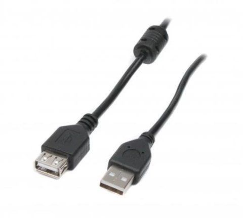 Кабель-удлинитель USB 2.0 (AM) - USB 2.0 (AF), Black, 3 м, Maxxter, ферритовый фильтр (UF-AMAF-10) 218511 фото