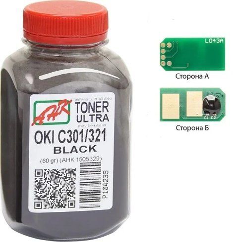 Тонер + чіп OKI C301/C321/C331, Black, 60 г, AHK (1505325) 250356 фото