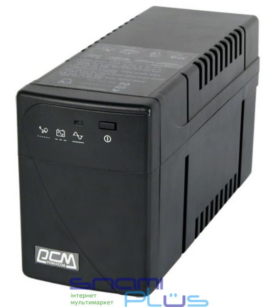 Джерело безперебійного живлення PowerCom BNT-600A Black, 600 ВА, 360 Вт, лінійно-інтерактивний, AVR, 2 розетки (IEC), батарея 12В/7.2Ач x 1 шт 129394 фото