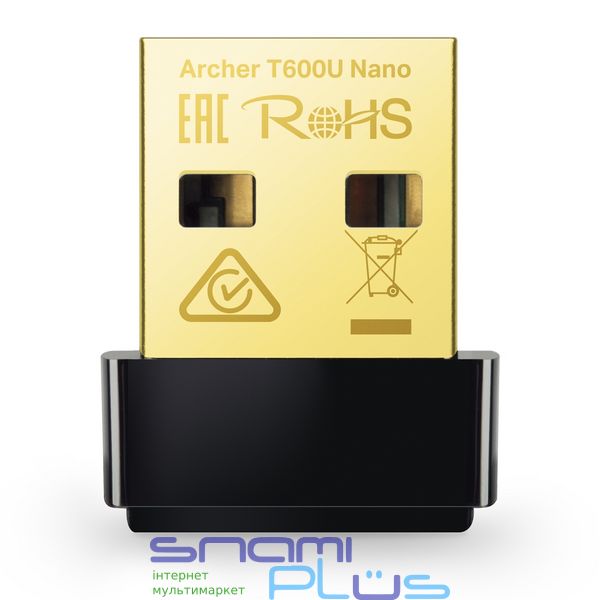 Сетевой адаптер USB TP-LINK Archer T600U Nano, Black, 5GHz / 2.4GHz, AC600 (433/200 Мбит/с), USB 2.0, миниатюрный размер 212209 фото