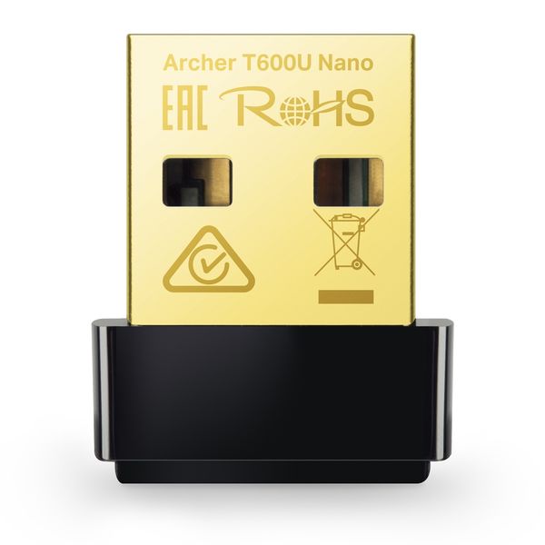 Мережевий адаптер USB TP-LINK Archer T600U Nano, Black, 5GHz / 2.4GHz, AC600 (433/200 Мбит/с), USB 2.0, мініатюрний розмір 212209 фото