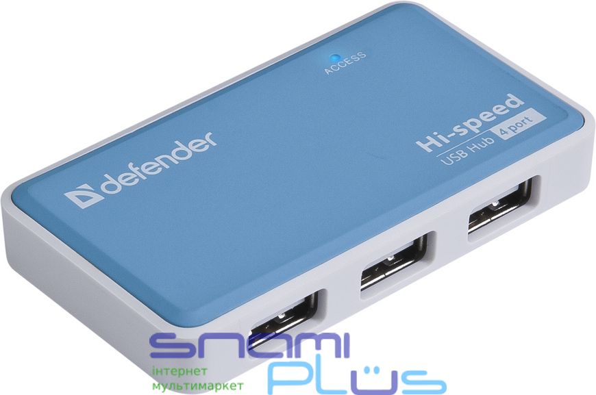 Концентратор USB 2.0 Defender Quadro Power, White/Blue, 4xUSB 2.0, зовнішній БЖ (83503) 205401 фото