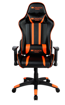 Ігрове крісло Canyon Fobos GС-3, Black/Orange, еко-шкіра, обертання на 360°, регульовані підлокітники 2D, накладні подушки для шиї і попереку, до 150 кг (CND-SGCH3) 206400 фото