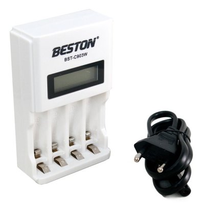 Зарядний пристрій Beston BST-C903W, White, 4 x AA/AAA Ni-Cd/Ni-MH, незалежні канали, LCD екран (AAB1850) 229277 фото