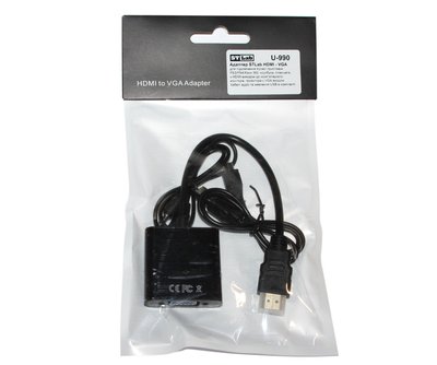 Адаптер HDMI (M) - VGA (F), STLab, Black, 20 см, аудіокабель для передачі стереозвуку (U-990) 147519 фото