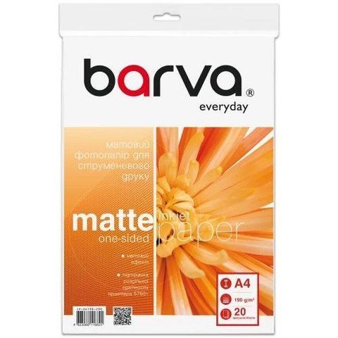 Фотобумага Barva, матовая, A4, 190 г/м&sup2;, 20 л, серия "Everyday" (IP-AE190-290) 208777 фото