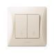 Выключатель двойной Videx Binera, Cream, проходной, 86x86 мм, IP20 (VF-BNSW2P-CR) 289407 фото 1