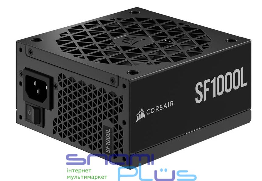 Блок питания 1000 Вт, Corsair SF1000L, Black, SFX, модульный, 80+ Gold, 12 см FDB, 8xSATA / 3xPATA / 6x6+2-pin / 1x16-pin / 1x20+4-pin / 2x4+4-pin (CP-9020246-EU) 284218 фото