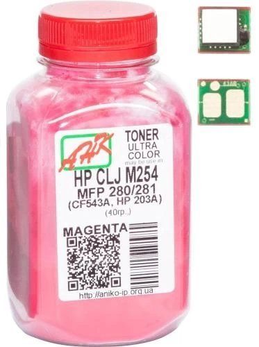 Тонер + чип HP CLJ Pro M254/M280/M281, Magenta, 40 г, AHK (3202790) 255689 фото