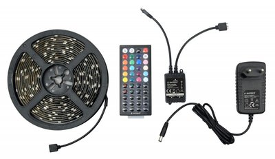 Світлодіодна (LED) стрічка Gembird з RGB підсвічуванням, 5м, 280 lm, IP65, 1.5м кабель з живленням (LED-S-RGB500-01) 219085 фото