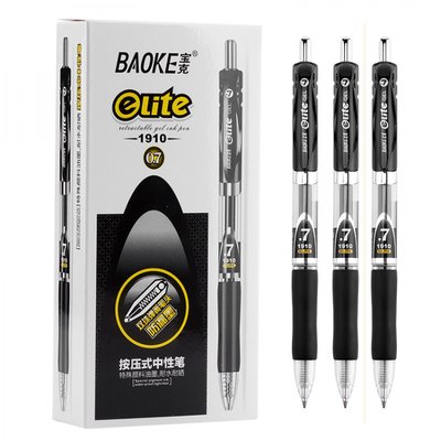 Ручка гелева 0.7 мм, Baoke 'Elite', черная, автоматична, з грипом, 1 од (PC1910-black) 247167 фото