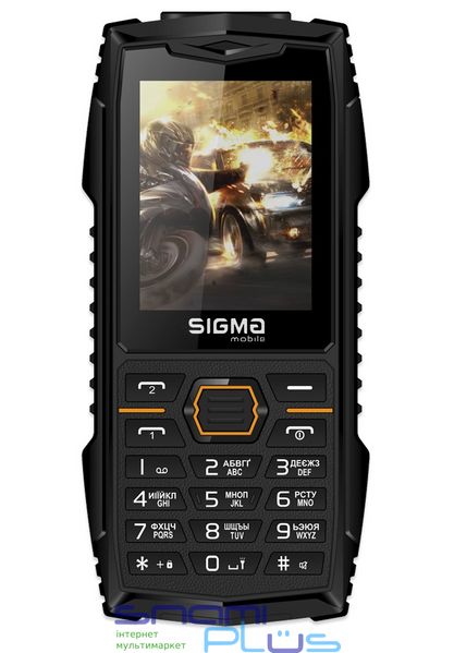 Мобильный телефон Sigma mobile X-treme AZ68, Black/Orange, 2 Mini-SIM, 2.4' (240x320) QVGA, microSD (max 32Gb), Cam 0,3Mp, no GPS, no Wi-Fi, BT, FM, MP3, Li-Ion 1700mAh 247486 фото