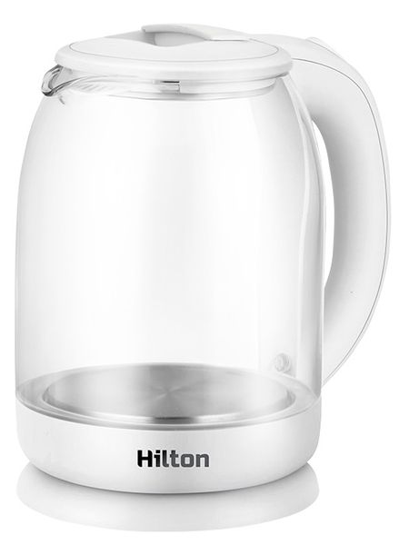 Електрочайник Hilton HEK-186, White, 1500W, 1.8 л, скло, дисковий, LED-підсвічування, індикатор рівня води 270151 фото
