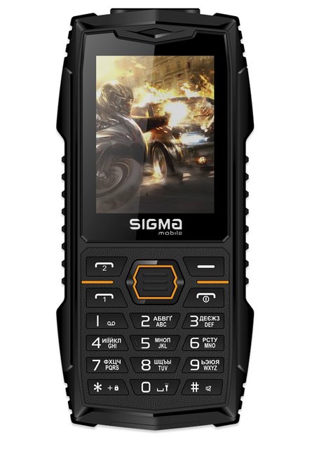 Мобільний телефон Sigma mobile X-treme AZ68, Black/Orange, 2 Mini-SIM, 2.4' (240x320) QVGA, microSD (max 32Gb), Cam 0,3Mp, no GPS, no Wi-Fi, BT, FM, MP3, Li-Ion 1700mAh 247486 фото