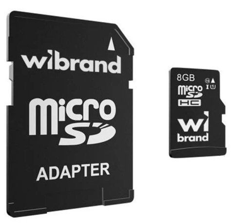 Карта пам'яті microSDHC, 8Gb, Wibrand, Class10, SD адаптер (WICDHC10/8GB-A) 286560 фото
