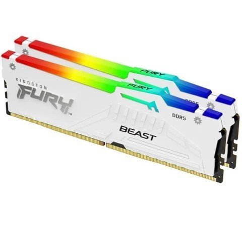 Память 8Gb x 2 (16Gb Kit) DDR5, 5200 MHz, Kingston Fury Beast RGB, White (KF552C40BWAK2-16) 316969 фото