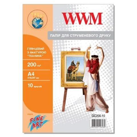 Фотопапір WWM, глянсовий, A4, 200 г/м&sup2;, 10 арк, з фактурою "Тканина" (GC200.10) 230800 фото