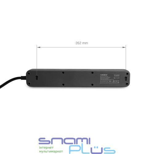 Фільтр мережевий Videx "Oncord", 4 розетки, 3 м, Black, 1xType-C / 1xUSB (VF-PD43G1QC1PD-B) 304914 фото