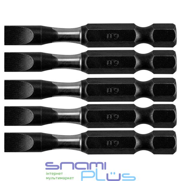 Набір біт NEO Tools 09-581, плоский (SL), 1/4', SL6 х 50мм, сталь S2, 5 шт 260802 фото