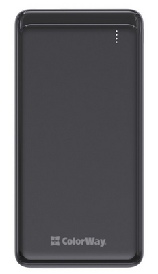 Універсальна мобільна батарея 10000 mAh, ColorWay, Black, Quick Charge 3.0, 2xUSB, 1xUSB (Type-C), LED индикатор, кабель USB  Type C, Slim (CW-PB100LPG3BK-PD) 234571 фото