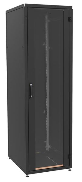 Шафа серверна, настінна, 18U, 19', ZPAS, Black (RAL 9005), 600 х 800 мм, IP20, скляні двері, вентиляційні отвори, до 1000 кг (IT-186080-69AA-2-161-FP) 275515 фото