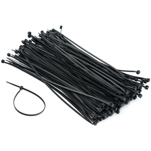Стяжки для кабелю, 300 мм х 3,6 мм, 100 шт, Black, Patron (PLA-3.6-300-BL) 214988 фото