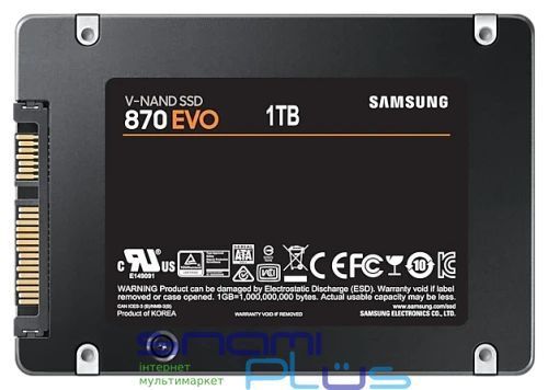 Твердотільний накопичувач SSD 1Tb, Samsung 870 Evo, SATA3, 2.5" (MZ-77E1T0B) 217570 фото