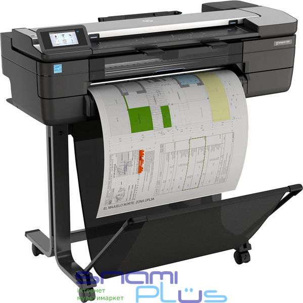 МФУ струйное цветное A1 HP DesignJet T830 24', Grey/Black, WiFi, 2400x1200 dpi, до 26 сек/стр, рулоны до 610 мм, цветной сенсорный ЖК-экран, Lan, картриджи HP 728 (F9A28D) 266809 фото