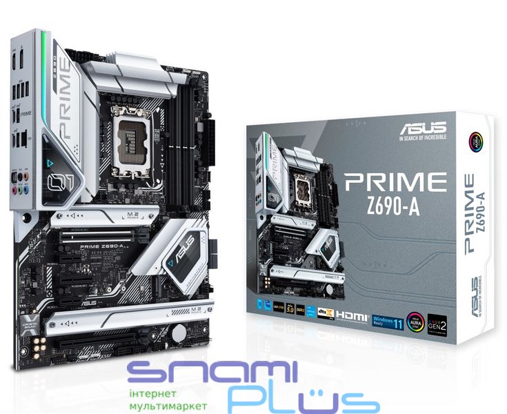 Мат.плата LGA1700, Asus PRIME Z690-A, Z690, 4xDDR5, Int.Video(CPU), 4xSATA3, 4xM.2, 1xPCI-E 16x 5.0, 1xPCI-E 16x 3.0, 1xPCI-E 4x 3.0, 2xPCI-E 1x 3.0, S1220A, I225V, 10xUSB3.2/2xUSB2.0, CrossFire, HDMI/DP, ATX 235278 фото