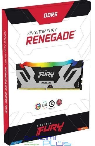 Память 32Gb x 2 (64Gb Kit) DDR5, 6400 MHz, Kingston Fury Renegade RGB, Black (KF564C32RSAK2-64) 279290 фото