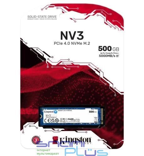 Твердотільний накопичувач SSD 500Gb, Kingston NV3, PCI-E 4.0 x4, M.2 (SNV3S/500G) 291532 фото
