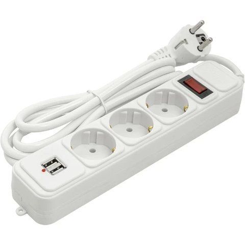 Фільтр мережевий PowerPlant, 3 розетки, 1.8 м, White, 2xUSB (PPSA10M18S3U) 305622 фото