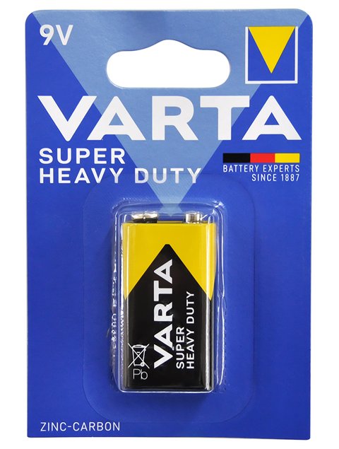 Крона сольова (6F22), Varta Super Heavy Duty, 1 шт, 9V, Blister (02022101411) 143917 фото