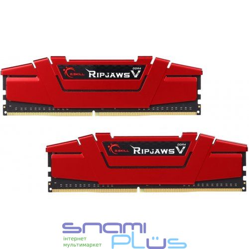 Память 4Gb x 2 (8Gb Kit) DDR4, 2400 MHz, G.Skill Ripjaws V, Red, 17-17-17-39, 1.2V, с радиатором (F4-2400C17D-8GVR) 157715 фото