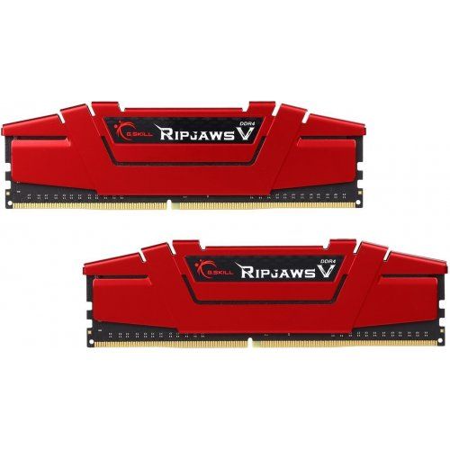 Пам'ять 4Gb x 2 (8Gb Kit) DDR4, 2400 MHz, G.Skill Ripjaws V, Red, 17-17-17-39, 1.2V, з радіатором (F4-2400C17D-8GVR) 157715 фото