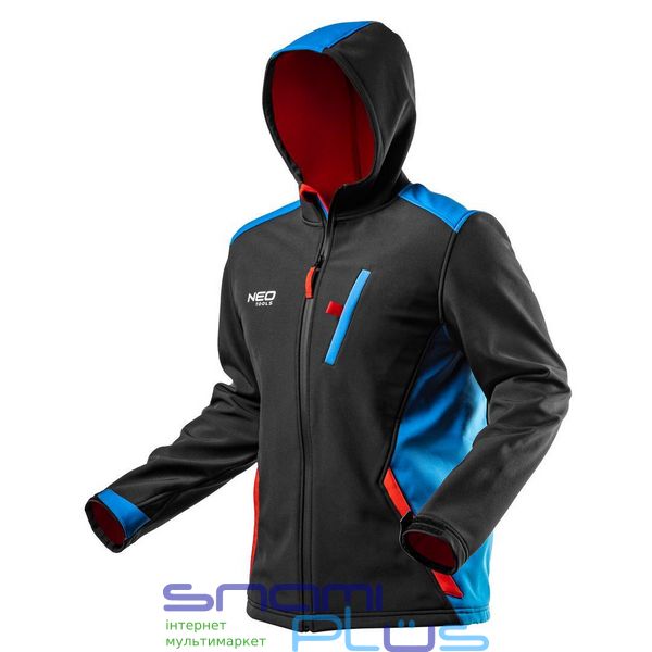 Куртка рабочая Neo Tools HD+, Black/Blue, размер L/52, универсальная, материал Softshell, подкладка флис, капюшон, водостойкая (81-558-L) 191886 фото