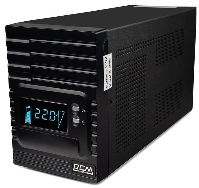 Джерело безперебійного живлення PowerCom SPT-1000-II LCD Black, 1000 ВА, 800 Вт, чиста синусоїда, лінійно-інтерактивний, AVR, 8хIEC 274436 фото