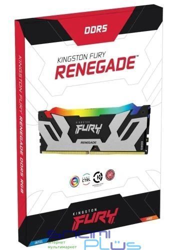 Пам'ять 48Gb x 2 (96Gb Kit) DDR5, 6000 MHz, Kingston Fury Renegade RGB, Black/Silver (KF560C32RSAK2-96) 275809 фото
