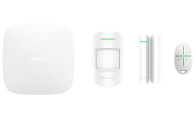 Комплект охоронної системи Ajax StarterKit, White, GSM/Ethernet, хаб, бездротовий датчик руху, бездротової датчика відкриття дверей, брелок з тривожною кнопкою 198490 фото